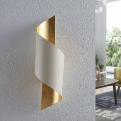 Lindby væglampe Vanni, hvid/guld, metal, højde 52 cm