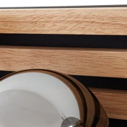 Lindby væglampe Woodora, træ, glas, røggrå, 4 lyskilder