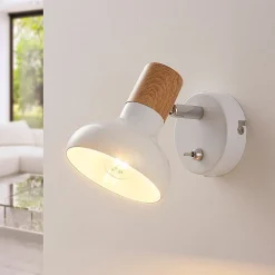 Lindby vægspot Fridolin, 14 cm, hvid, metal, afbryder