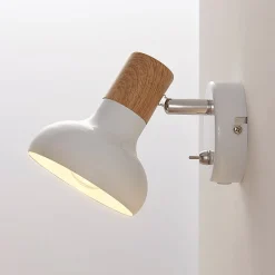 Lindby vægspot Fridolin, 14 cm, hvid, metal, afbryder