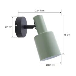 Lindby vægspot Ovelia, grøn/sort, metal, E27