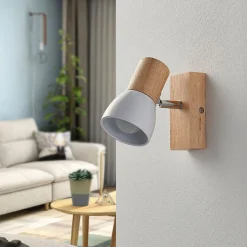 Lindby vægspot Thorin, 14 cm høj, hvid, træ, E14