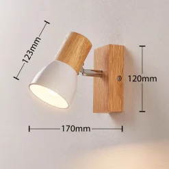 Lindby vægspot Thorin, 14 cm høj, hvid, træ, E14