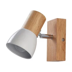 Lindby vægspot Thorin, 14 cm høj, hvid, træ, E14