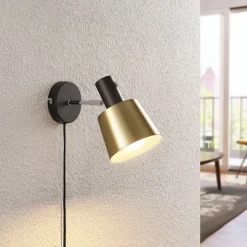 Lindby Vlada væglampe til læsning, messing, sort