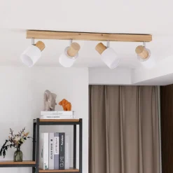 Lindby Wanessa loftspot, 67 cm, 4 lyskilder, træ, hvid, E14