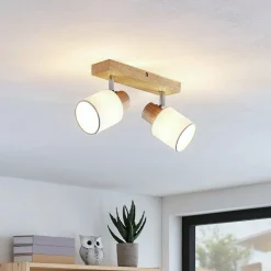 Lindby Wanessa loftspot, 39 cm, 2 lyskilder, træ, hvid, E14