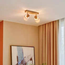 Lindby Wanessa loftspot, 39 cm, 2 lyskilder, træ, hvid, E14