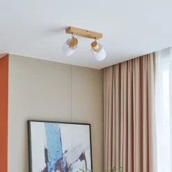 Lindby Wanessa loftspot, 39 cm, 2 lyskilder, træ, hvid, E14