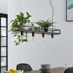 Lindby-pendel Kirista, 4-lys, sort, træ, 100 cm