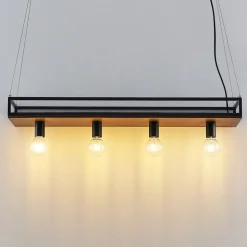 Lindby-pendel Kirista, 4-lys, sort, træ, 100 cm