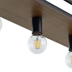 Lindby-pendel Kirista, 4-lys, sort, træ, 100 cm