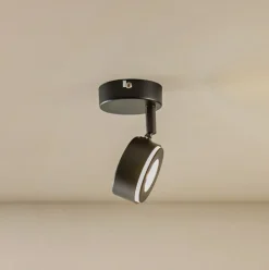 Lindby-spotlight Jyla, sort, 2.700 K, Ø 8 cm, GX53