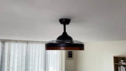 Lindy LED-loftventilator Oras, sort, DC, støjsvag, 107 cm