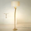 Lino gulvlampe, guldfarvet/ecru, højde 160 cm, jern