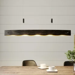 Lio sort LED-hængelampe med gulddekor