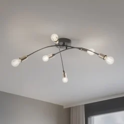 Loftlampe Banana, sort, metal, 67 cm, 6 lyskilder, E27