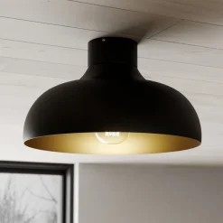 Loftlampe Basca, udvendig sort, indvendig guld