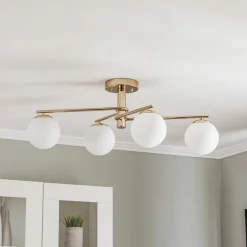 Loftlampe Bumerang, guld, 4 lyskilder