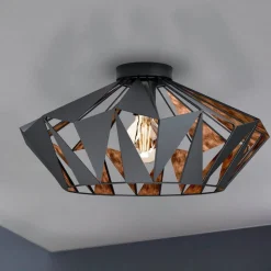 Loftlampe Carlton, Ø 47 cm, sort/kobber