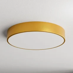 Loftlampe Cleo 500, guld, sensor, IP54, Ø 50 cm, metal