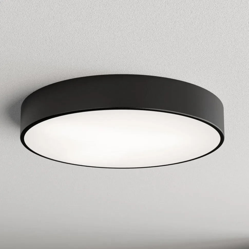 Loftlampe Cleo 500, sort, sensor, IP54, Ø 50 cm, metal