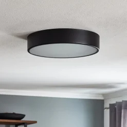 Loftlampe Cleo 400, sort, sensor, IP20, Ø 40 cm, metal