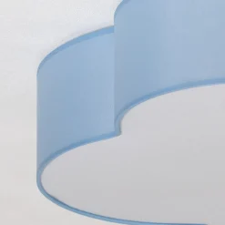 Loftlampe Cloud, blå, 63 cm lang, tekstil, sky, E27