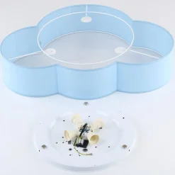 Loftlampe Cloud, blå, 63 cm lang, tekstil, sky, E27