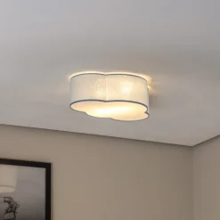 Loftlampe Cloud, blå, 43 cm lang, tekstil, sky, E27