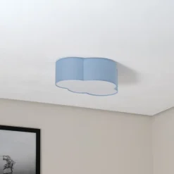 Loftlampe Cloud, blå, 43 cm lang, tekstil, sky, E27