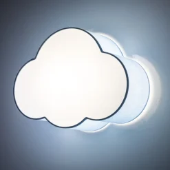 Loftlampe Cloud, blå, 43 cm lang, tekstil, sky, E27