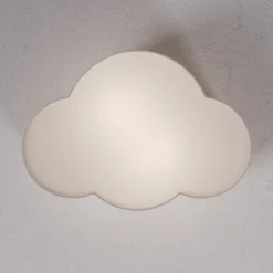 Loftlampe Cloud i tekstil, længde 41 cm, grå