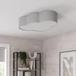 Loftlampe Cloud i tekstil, længde 62 cm, grå
