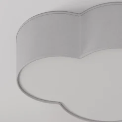 Loftlampe Cloud i tekstil, længde 62 cm, grå