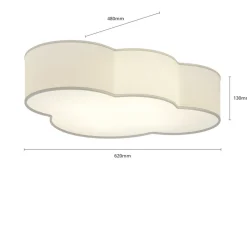 Loftlampe Cloud i tekstil, længde 62 cm, grå