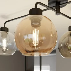 Loftlampe Cubus med 4 lyskilder klar/rav/grå