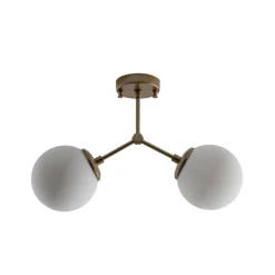 Loftlampe Damar, guld, glas, 2 lyskilder, længde 44 cm, E27