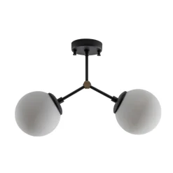 Loftlampe Damar, sort, glas, 2 lyskilder, længde 44 cm