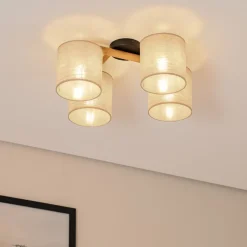Loftlampe Deva, 4 lyskilder, tekstil
