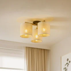 Loftlampe Deva, tekstil, 3 lyskilder