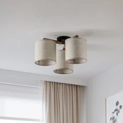 Loftlampe Deva, tekstil, 3 lyskilder