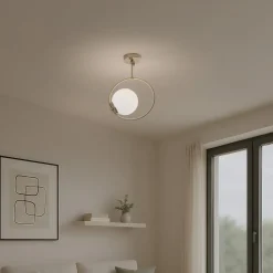 Loftlampe Dolunay, Ø 26 cm, guldfarvet, glas, E27