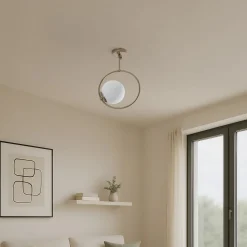 Loftlampe Dolunay, Ø 26 cm, guldfarvet, glas, E27