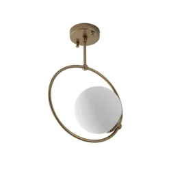 Loftlampe Dolunay, Ø 26 cm, guldfarvet, glas, E27