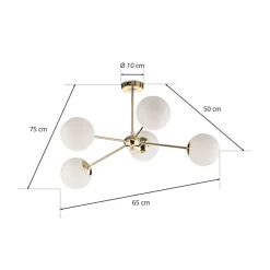 Loftlampe Dori, 5 lyskilder, guld