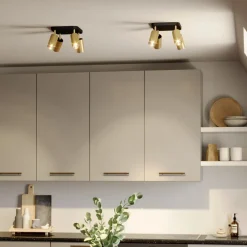 Loftlampe Eye Spot med 4 lyskilder, sort/messing