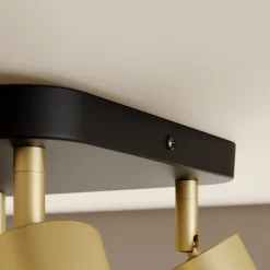 Loftlampe Eye Spot med 4 lyskilder, sort/messing