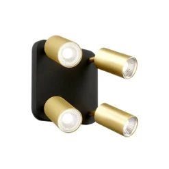 Loftlampe Eye Spot med 4 lyskilder, sort/messing