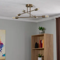 Loftlampe Flower 176, 6 lyskilder, guld antik